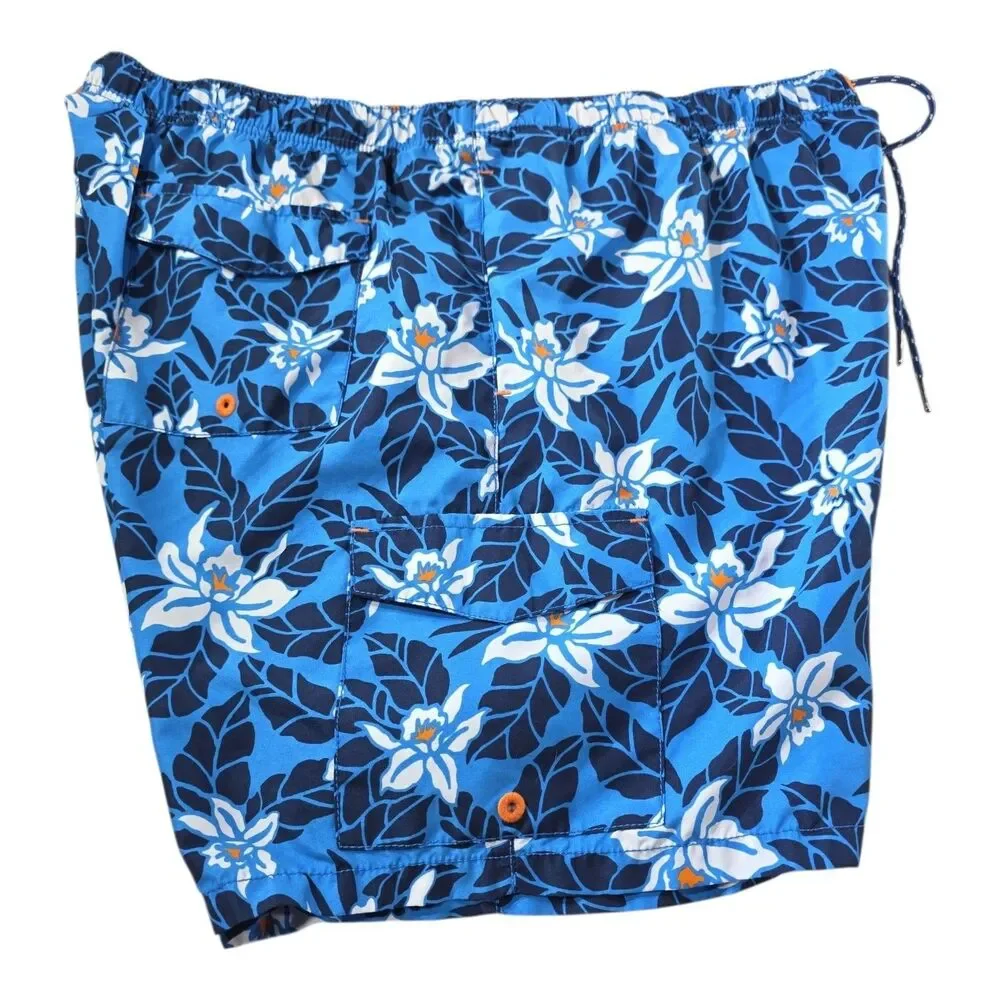 Tommy Bahama Relax Mens XXL Swim Trunks Blue Floral Board Shorts Cargo Pocket EC